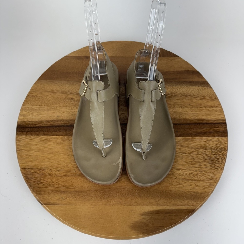 New Womens Blondo Nelli Beige Leather Thond Strappy Wedge Sandals Size 10 M‎